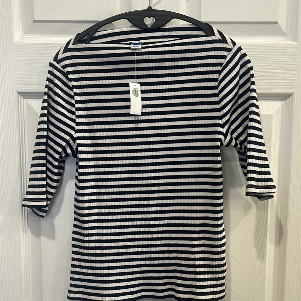 Old Navy Striped high neck Navy and White Top